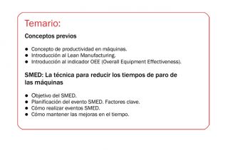 Curso: SMED, Técnica para reducir los tiempos de paros de las máquinas